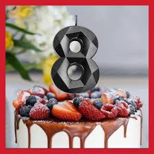 数字キャンドルで飾られた誕生日ケーキの写真