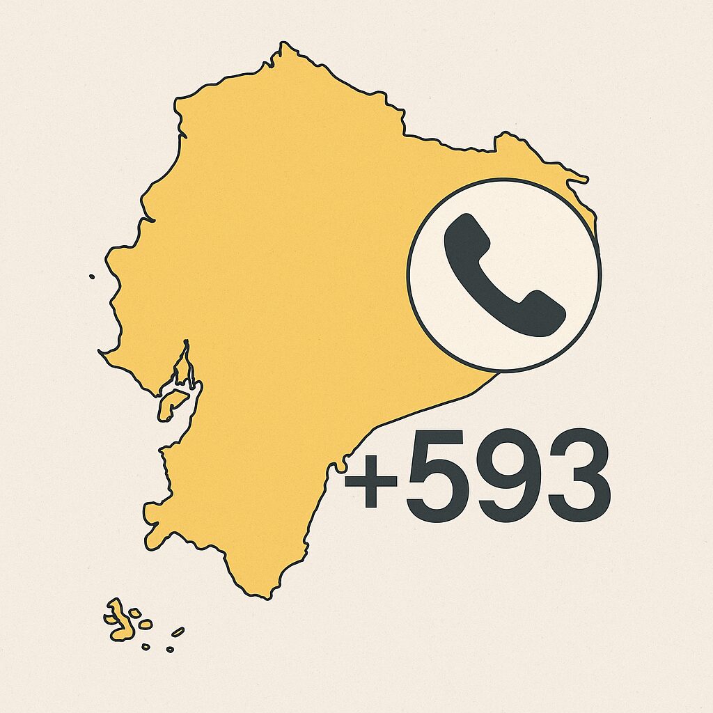 エクアドルの地図と電話アイコンを組み合わせたイメージ画像（無料素材風）