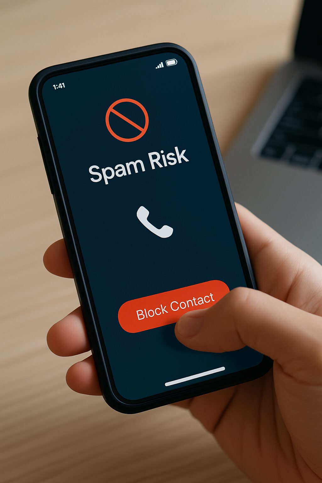 スマホで迷惑電話をブロックしている様子のイメージ画像