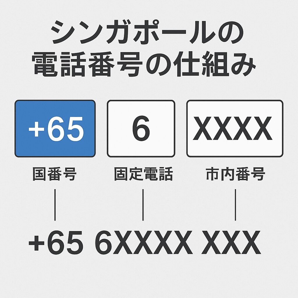 シンガポールの電話番号の仕組みを図解したイメージ画像