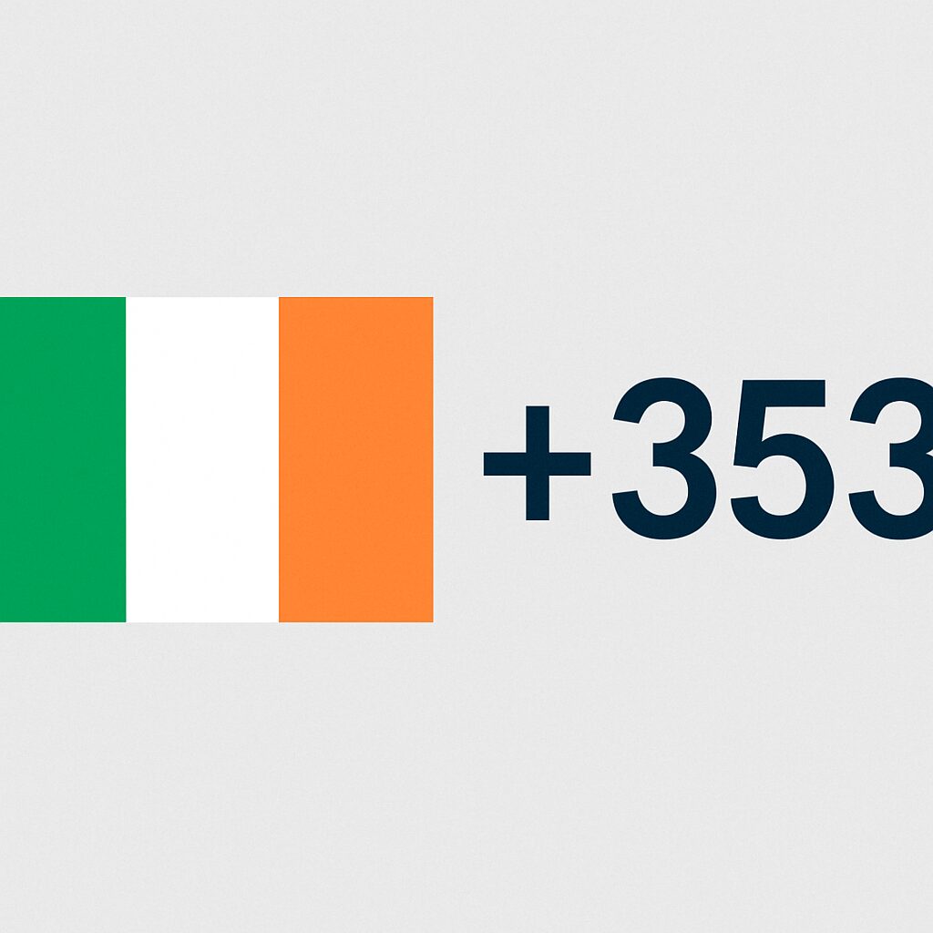 アイルランドの国旗と国番号+353を示すイメージ