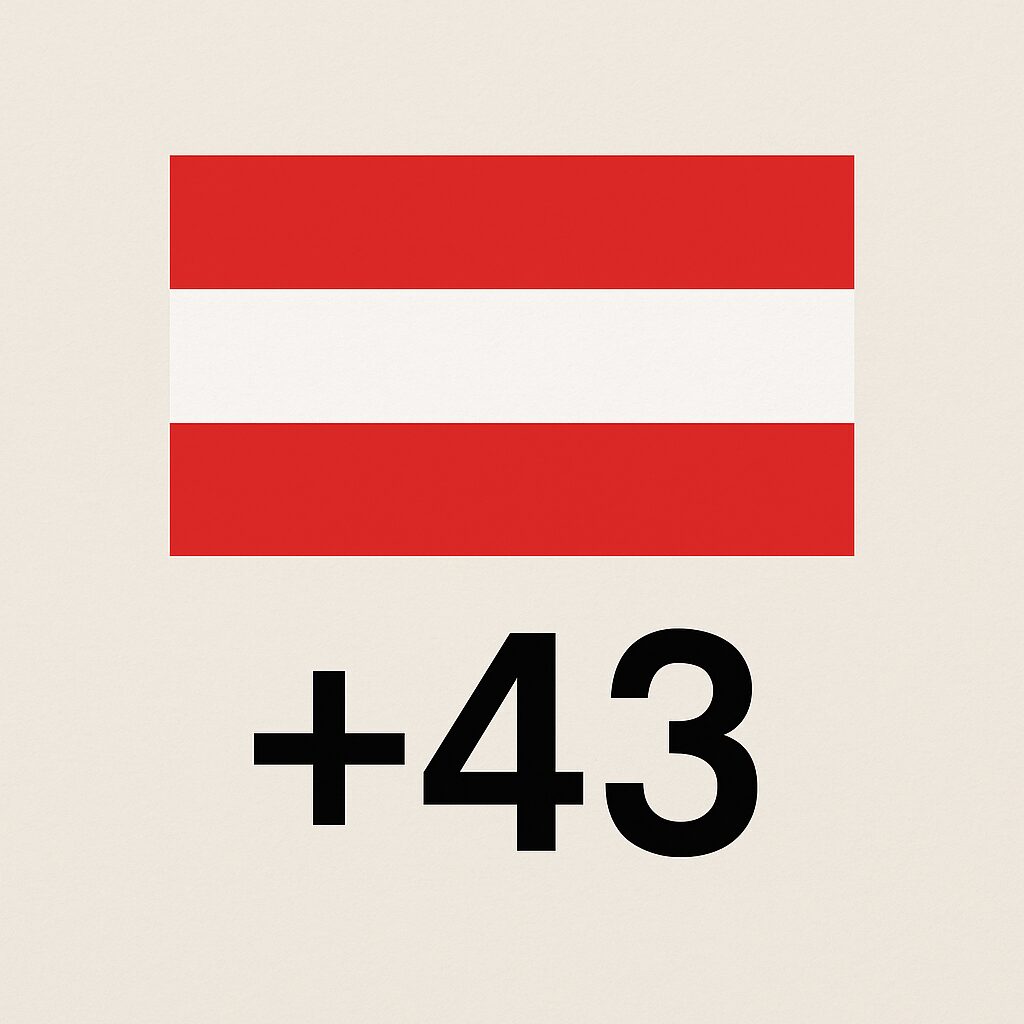 オーストリア国旗と国番号+43のイメージ