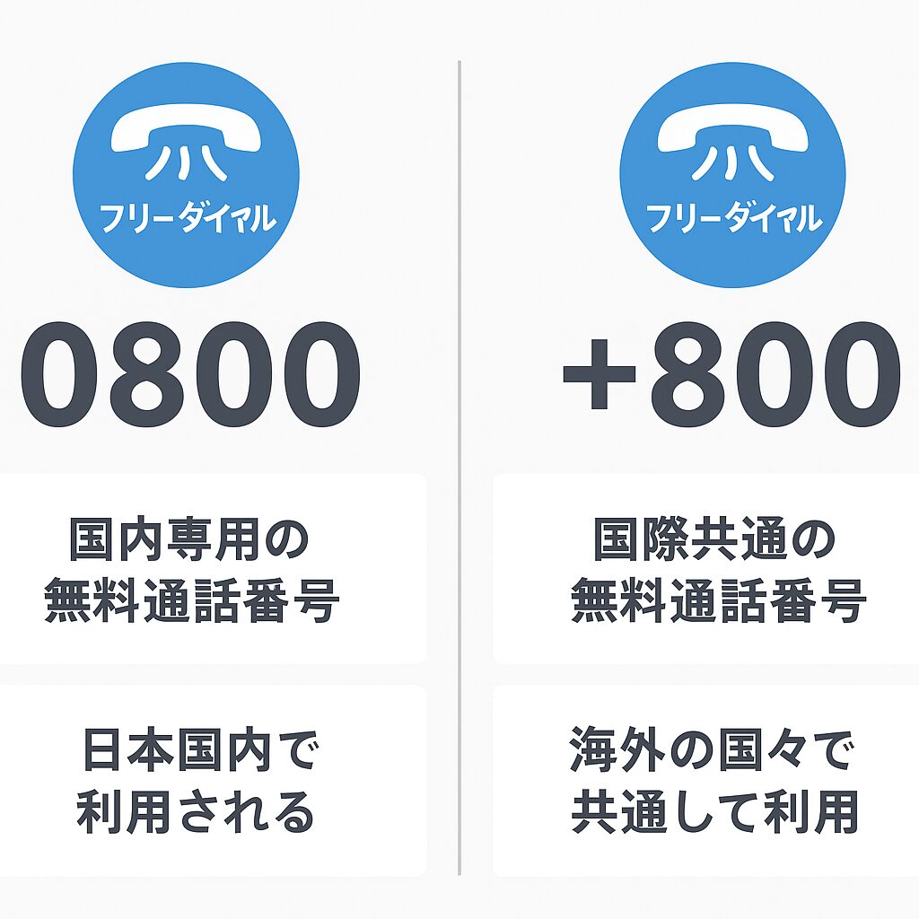 0800と+800の違いを示す図解イラスト