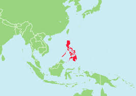 フィリピンの国番号を示す世界地図の一部