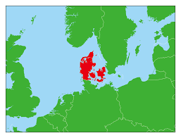 デンマークの地図と国番号45を示す図解