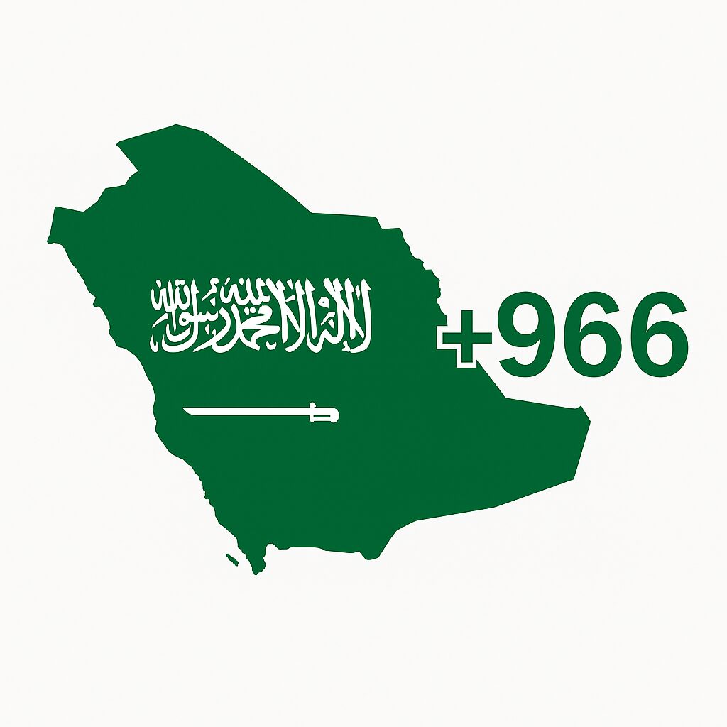 サウジアラビアの国番号+966を示す地図やフラッグのイラスト画像