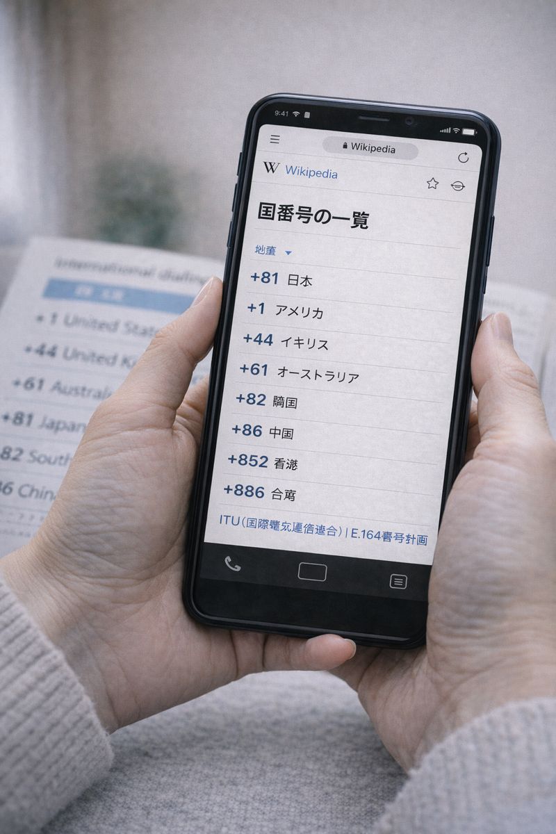 国番号を一覧表や公式情報で確認している様子のイメージ画像