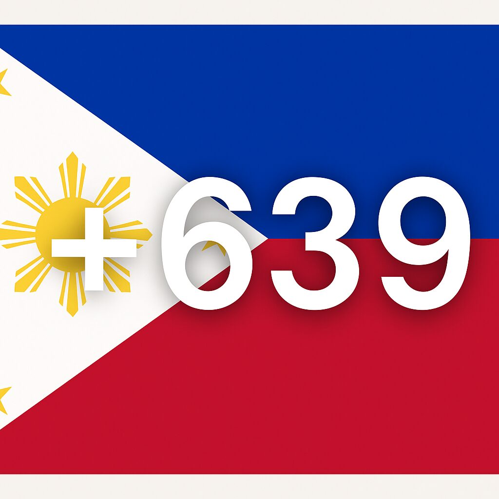 フィリピンの国旗と+639の国番号を示すイメージ画像