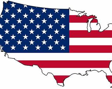 USという国コードとアメリカ合衆国を示す地図や国旗のイメージ画像（無料素材）