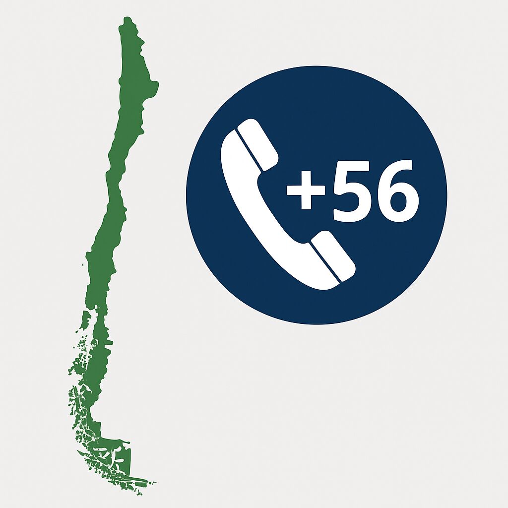 チリの地図と電話アイコンを組み合わせたイメージ画像（無料素材を組み合わせて作れる内容）