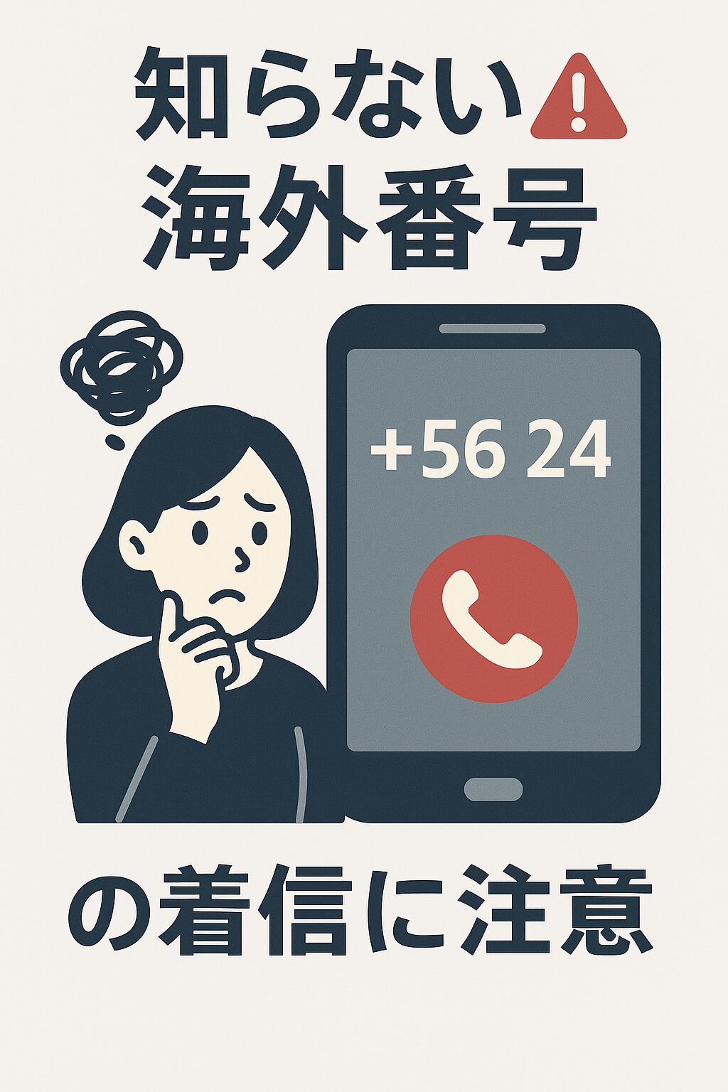 知らない海外番号からの着信に注意するイメージ図