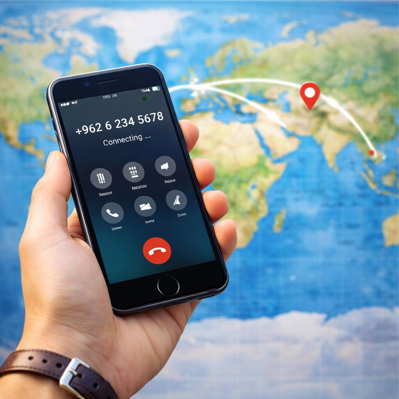 世界地図とスマートフォンで国際通話をイメージした写真（無料素材向け）