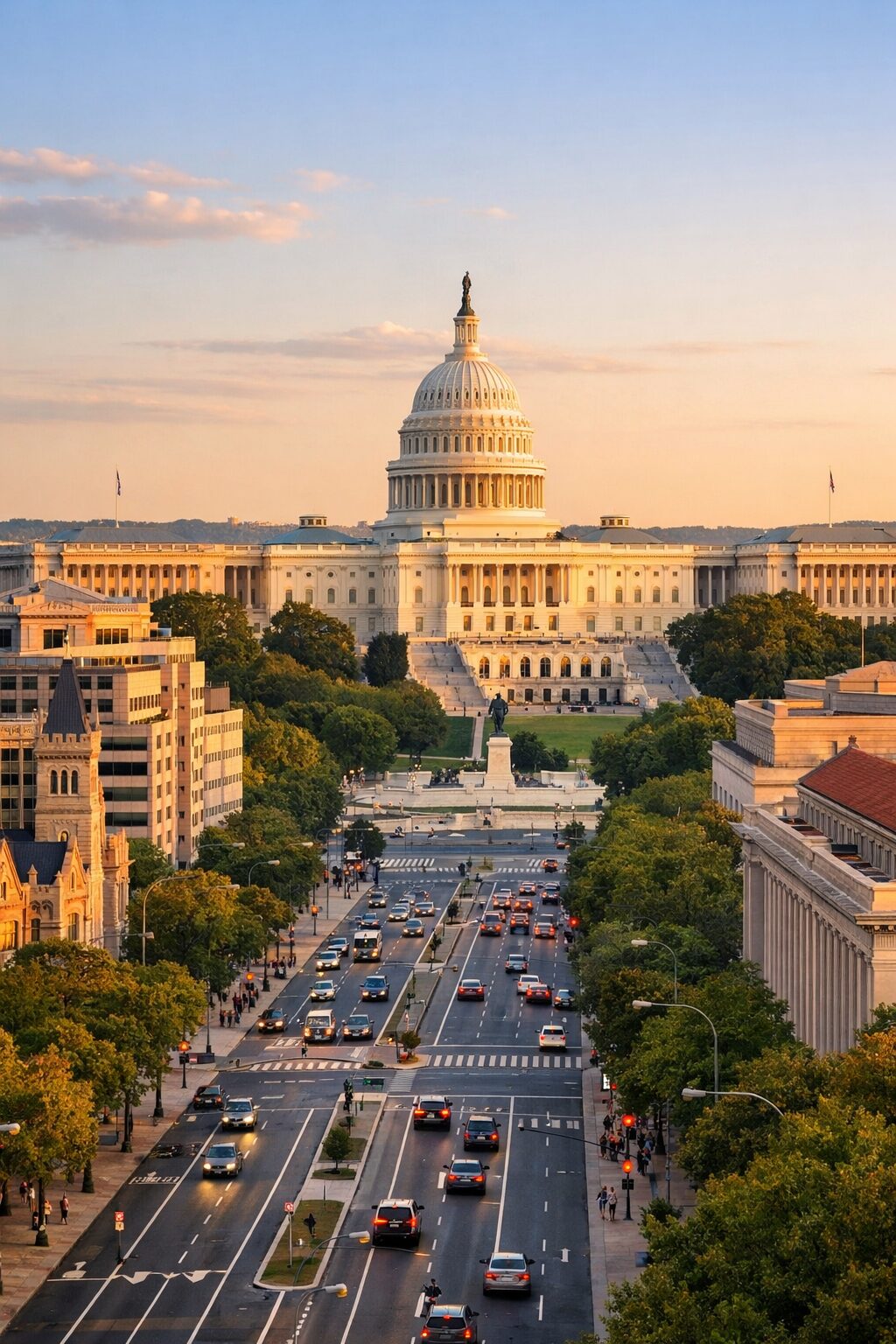 ワシントンD.C.の国会議事堂や街並みをイメージできる無料写真素材をここに配置
