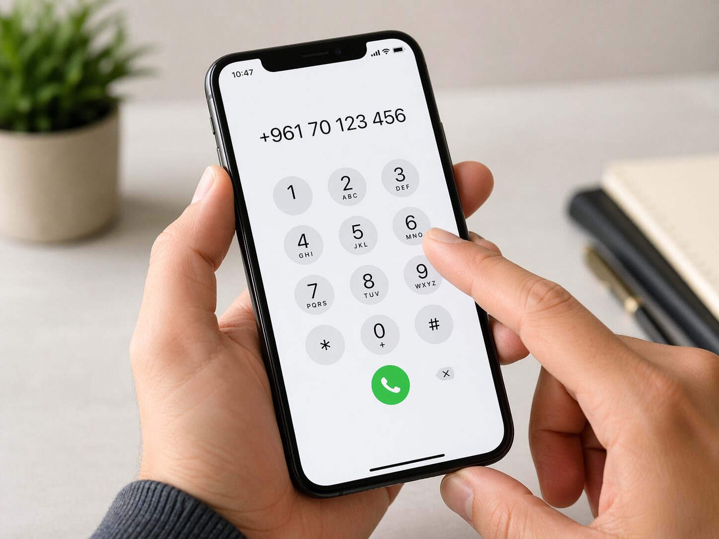 レバノンの街並みや通信を連想しやすい風景とスマートフォン利用の雰囲気が伝わる無料写真を配置