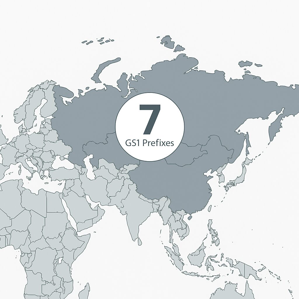 ロシアを含む旧ソ連圏に割り当てられたGS1プレフィックスの地図イメージ画像