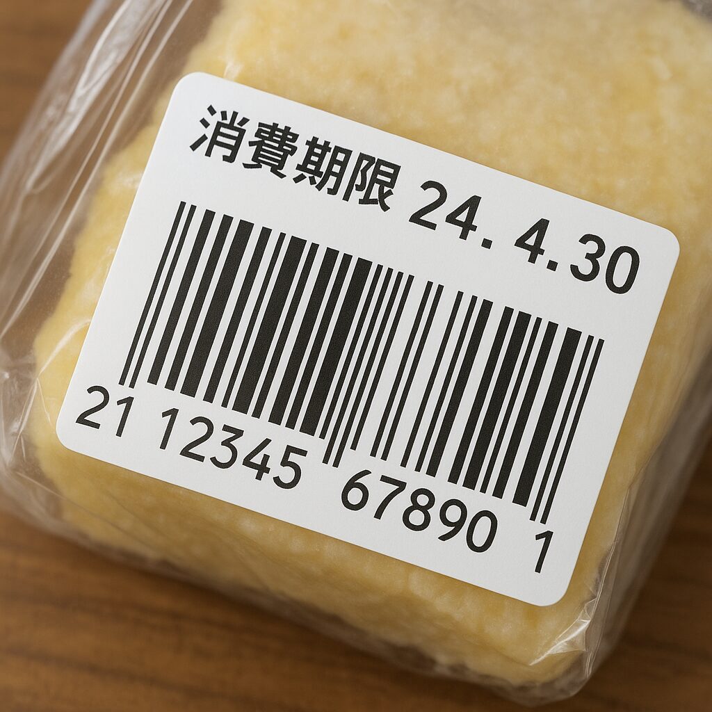 スーパーの商品に貼られたバーコードで先頭が21から始まるインストアコードのイメージ画像