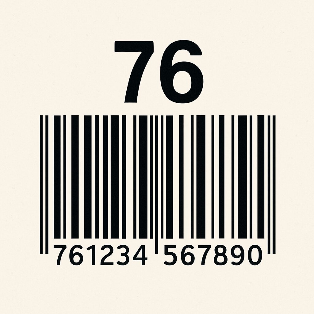 バーコードと数字76を強調した無料素材風イメージ画像