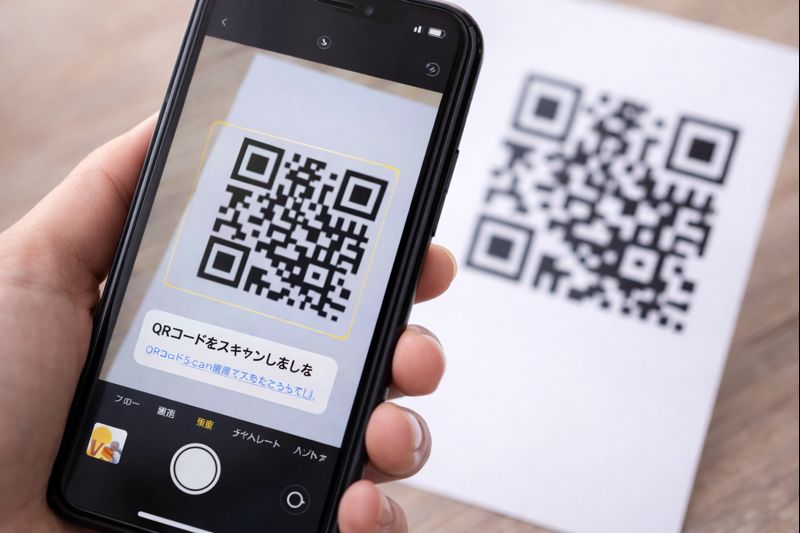 スマートフォンでQRコードを読み取っている様子の写真