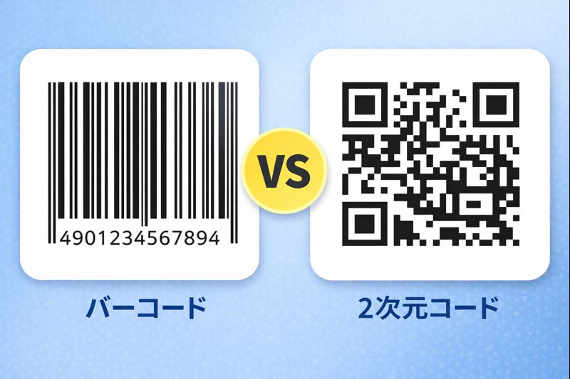 バーコードと2次元コードを並べて比較しているイメージ画像