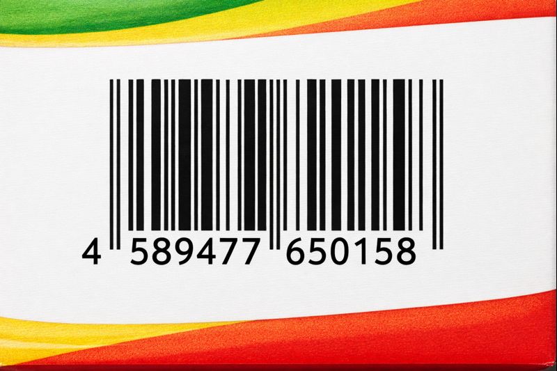 商品パッケージに印刷されたバーコードのイメージ（無料素材）
