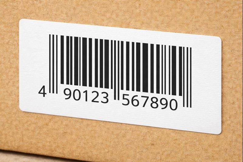 商品パッケージに印刷されたバーコードのクローズアップ写真
