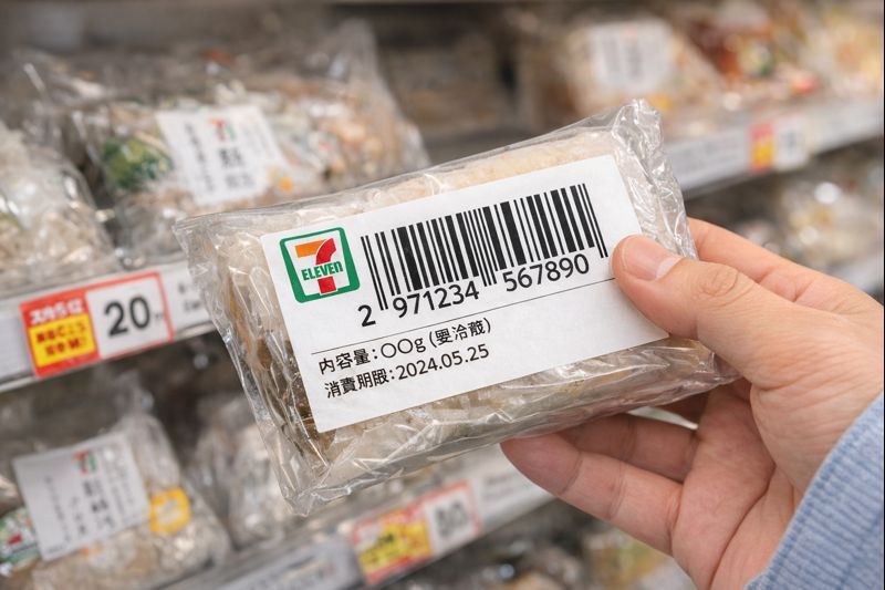 セブンイレブンの商品パッケージに印字されたバーコードをイメージした無料画像
