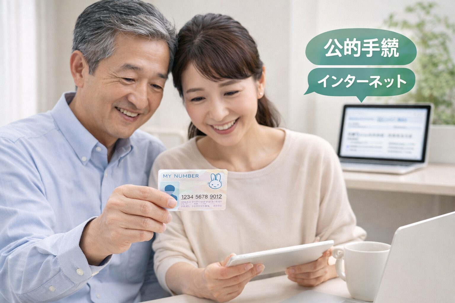 マイナンバーを安心して使う様子をイメージした写真素材（無料素材向け）