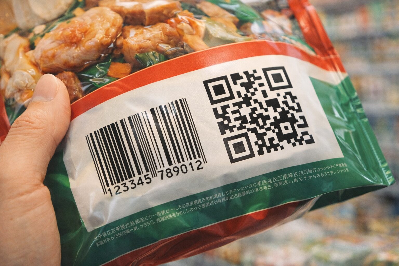 バーコードとQRコードが併用されている商品パッケージのイメージ