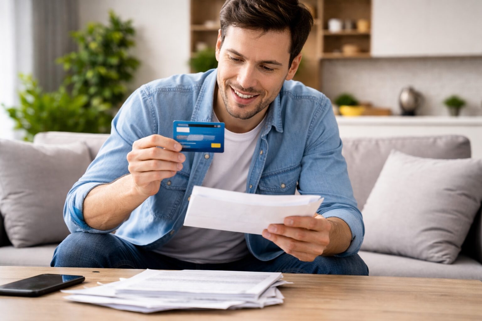 新しいクレジットカードが届いた様子の無料写真素材をここに配置