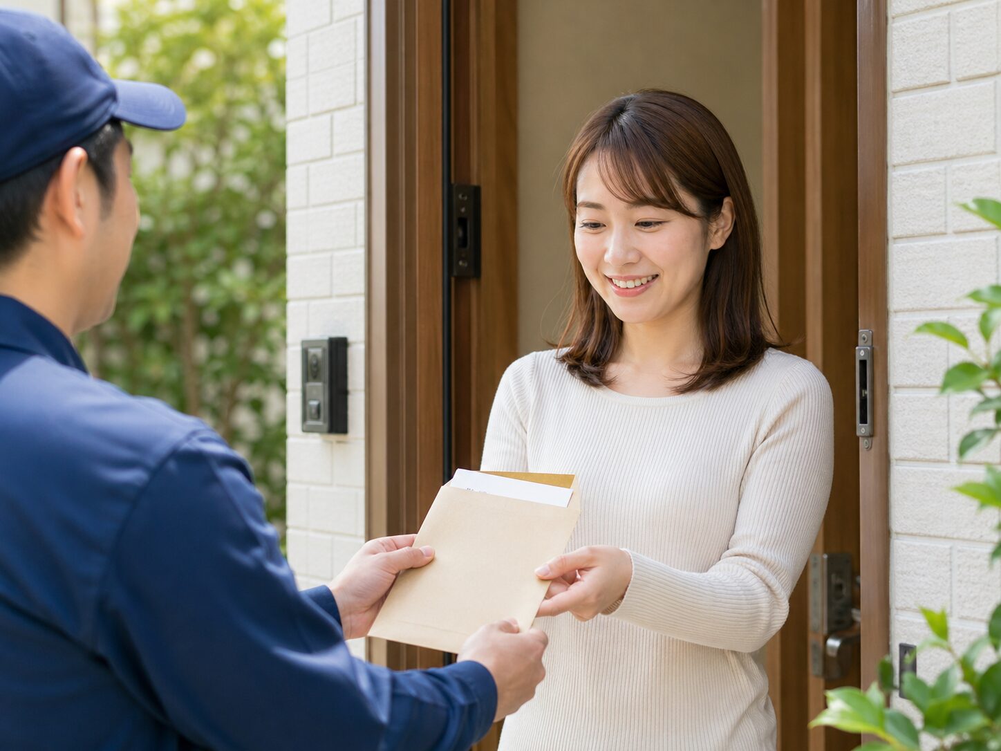 クレジットカードが入った封筒を自宅で受け取るイメージ画像