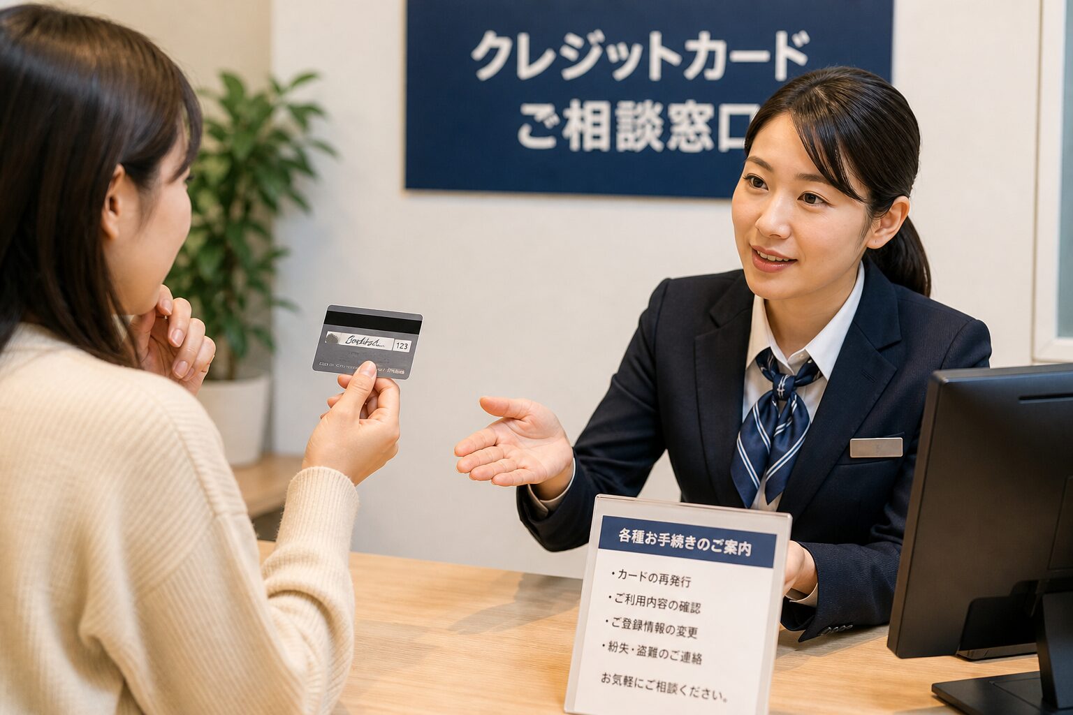 クレジットカード裏面の署名を間違えたときにカード会社へ相談するイメージ